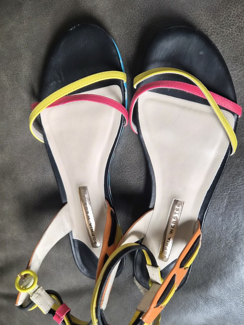 Sophia Webster Luca Colorblock Strappy Flat Leather Sandals Multicolor Size 38.5